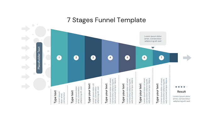 7 stages funnel diagram powerpoint template by slidesgeek.com