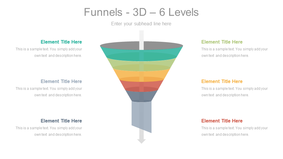 3D Infographic Funnel 6 Levels