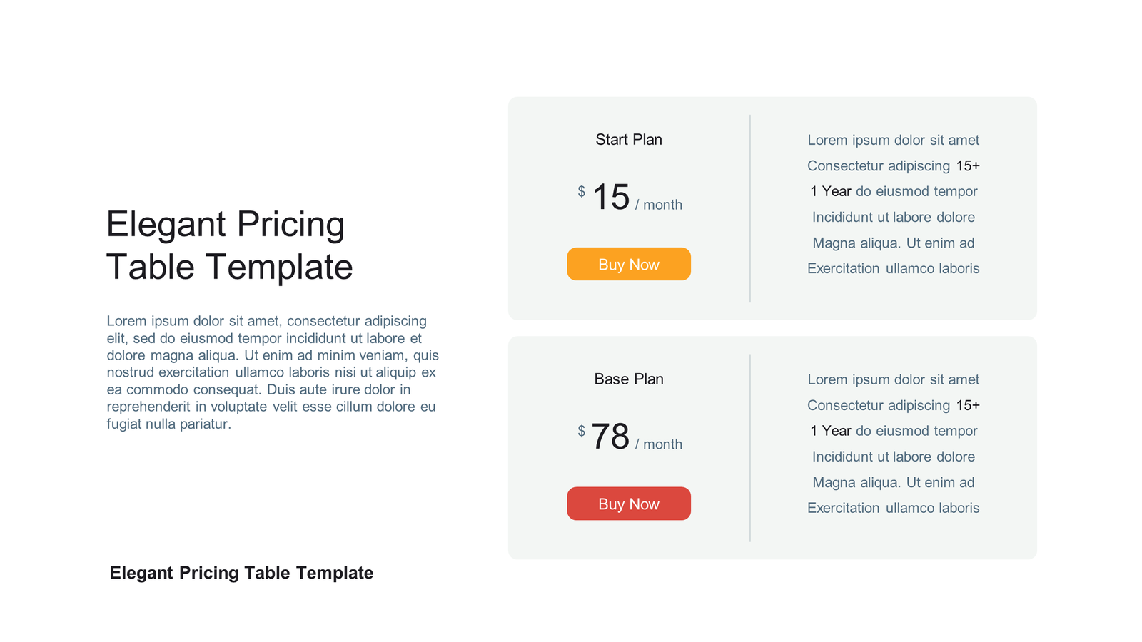 Elegant Pricing Table Template for Presentations by SlidesGeek Feature Image