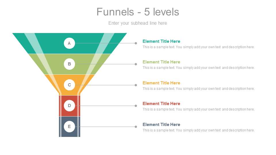 Funnel 5 Levels design template for powerpoint and google slides