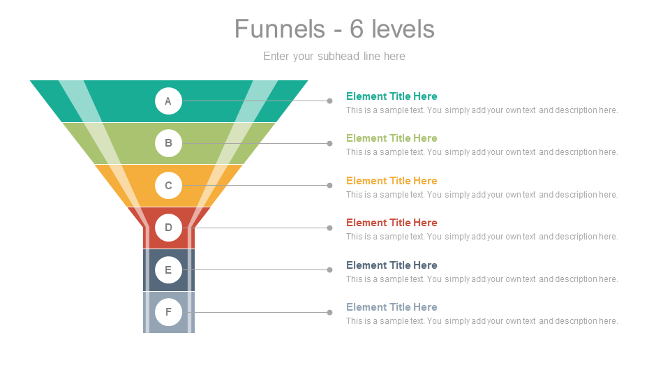 Funnel 6 Levels design template for PowerPoint and Google Slides Presentations