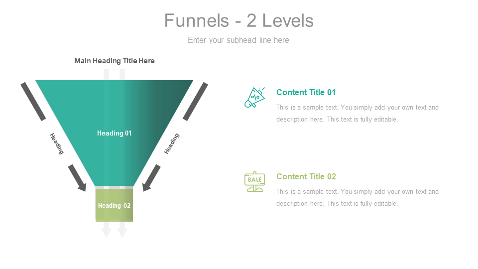 Simple Funnel 2 Levels design template for presentations in PowerPoint and Google Slides Feature image