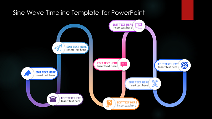 Dark Sine Wave Timeline Template for PowerPoint