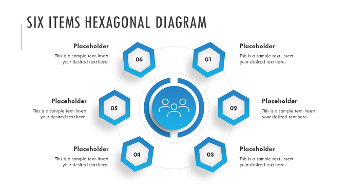 Plain Six Items Hexagonal Diagram