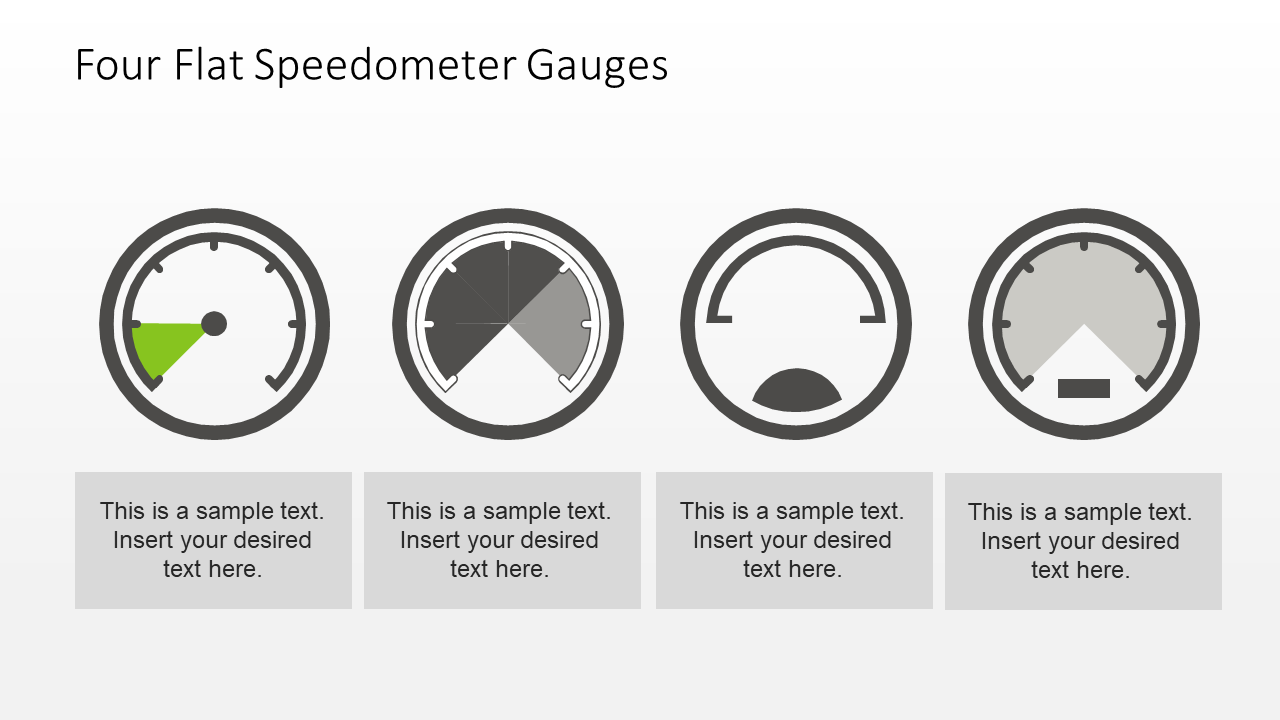 Four Flat Speedometer Gauges