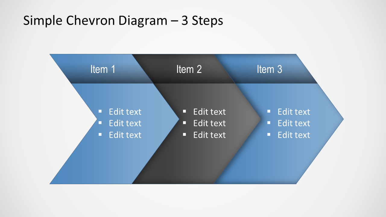 Three Steps Chevron Diagram for Presentations