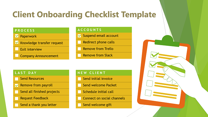 client onboarding checklist template in PowerPoint and Google Slides Feature Image
